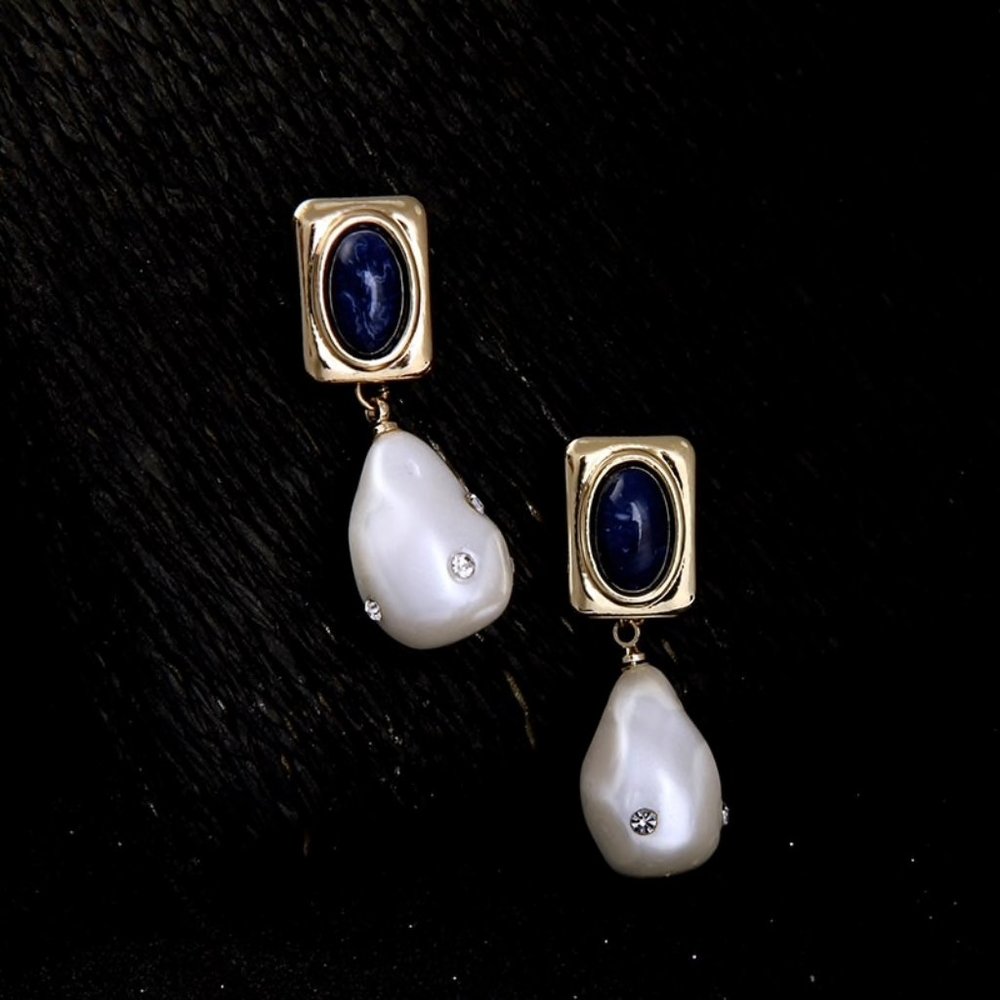 New Ivonne Destination Blue Faux Pearl Earrings